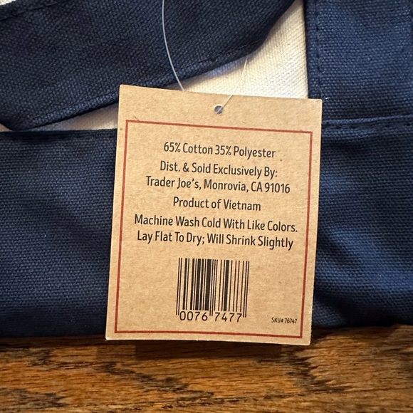 Trader Joe’s Mini Canvas Tote Bag - BLUE. NWT - Picture 3 of 7